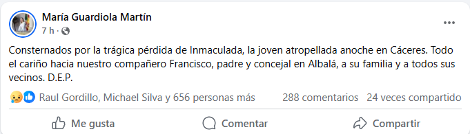 Inmaculada, joven atropellada en Cu00e1ceres