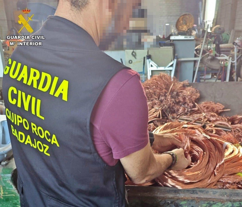 Desarticulado un grupo que robó más de 47.000 metros de cable de cobre en la provincia de Badajoz
