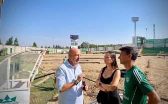 Avanzan las obras de mejora en el estadio del CP Cacereño de cara a la próxima temporada