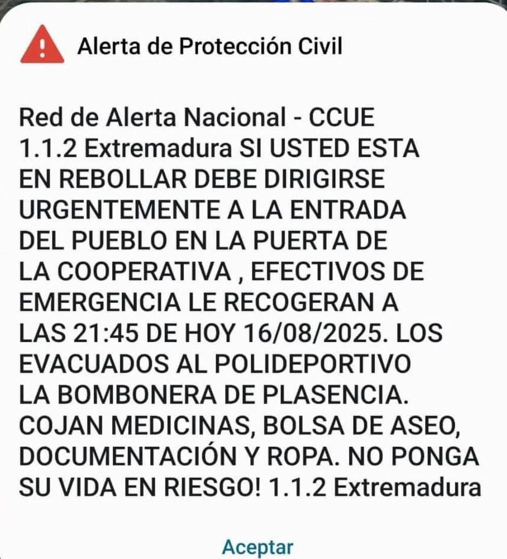 Mensaje enviado a los vecinos de Rebollar.