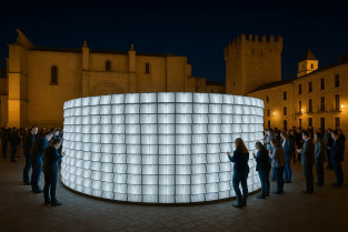 La Plaza de Santa María acoge una obra luminosa e interactiva para impulsar Cáceres 2031