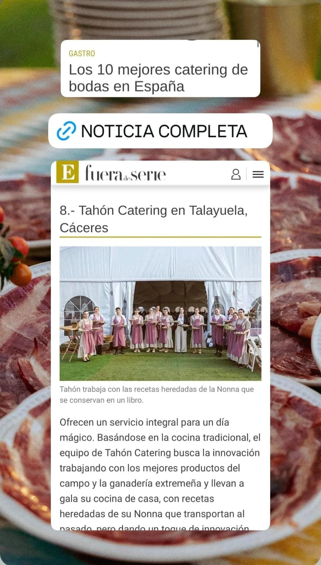 Tahon catering premio