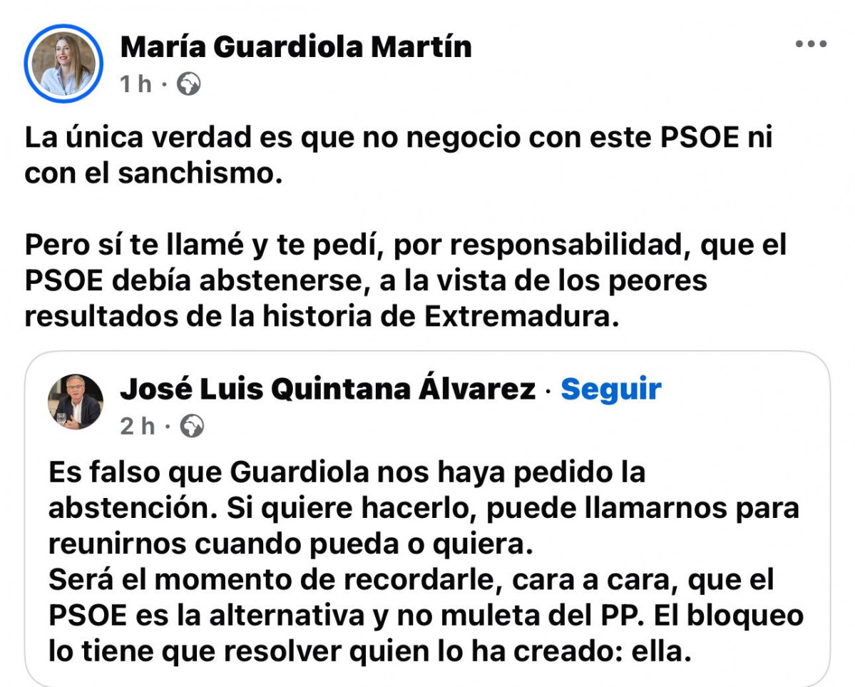 Post de Maru00eda Guardiola.