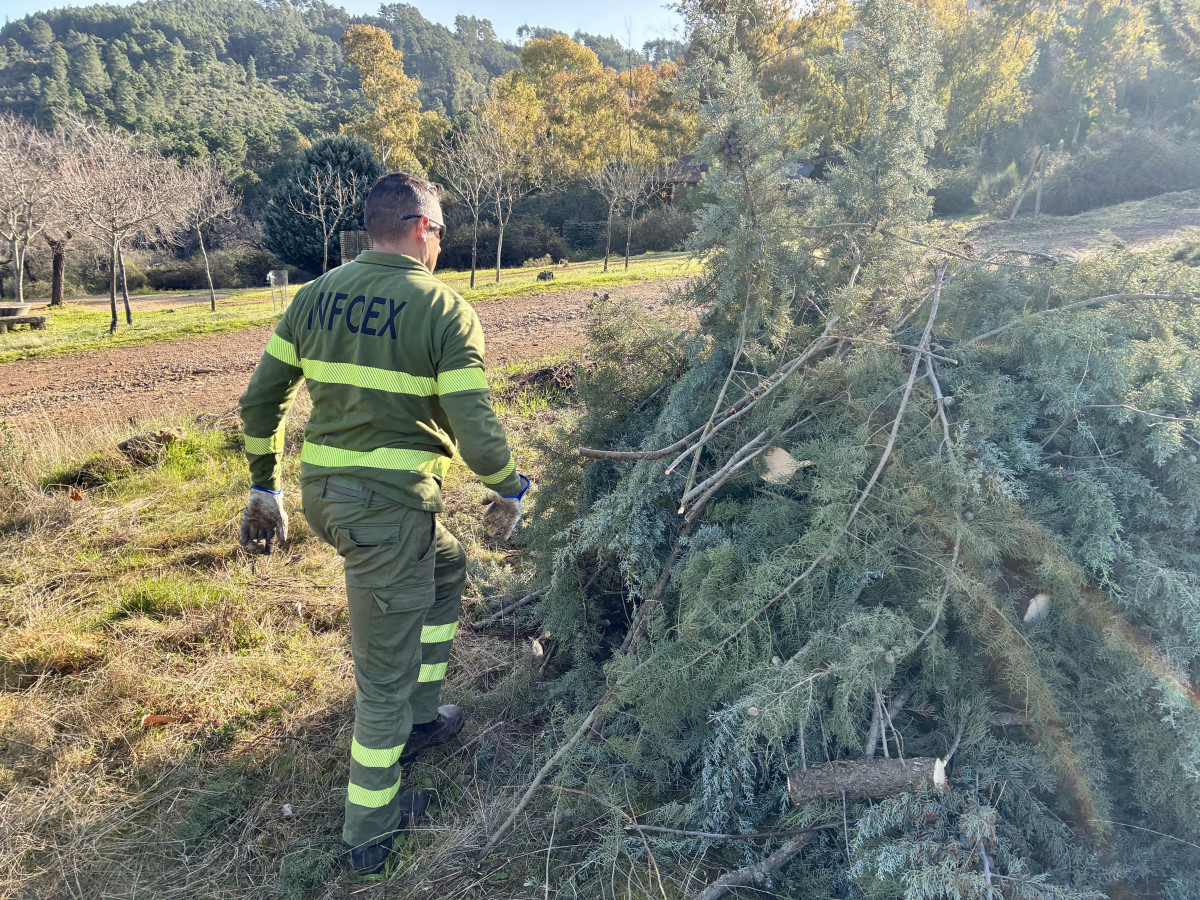 Bomberos forestales del Plan Infoex, realizando trabajos preventivos este invierno 2