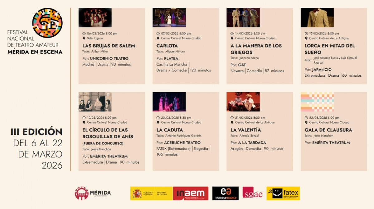 Festival Nacional de Teatro Amateur “Mérida en Escena”   programa