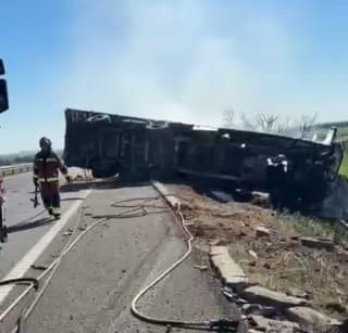 Camion accidentado en badajoz