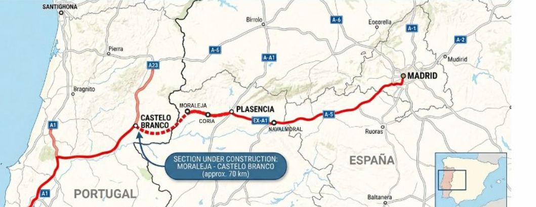 Mapa autovía ex a1 castelo  branco portugal monfortinho moraleja