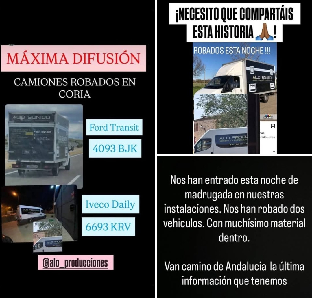 Cartel rrss para difundir robo