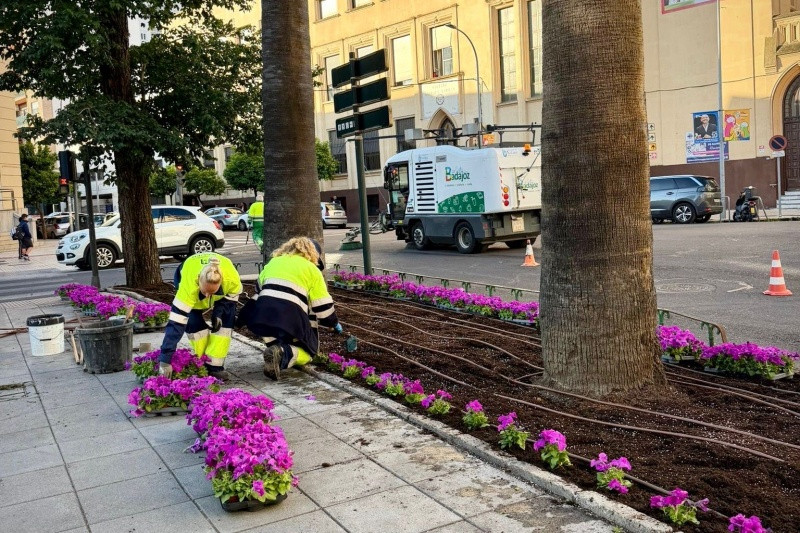 Badajoz inicia la plantación de 22.000 flores para embellecer plazas y zonas verdes de la ciudad