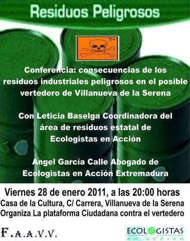 La Plataforma Ciudadana contra el Vertedero Industrial de Villanueva de la Serena organiza un debate