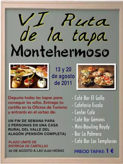 Siete bares de Montehermoso celebrarán la VI Ruta de la Tapa los sábados 13 y 20 de agosto