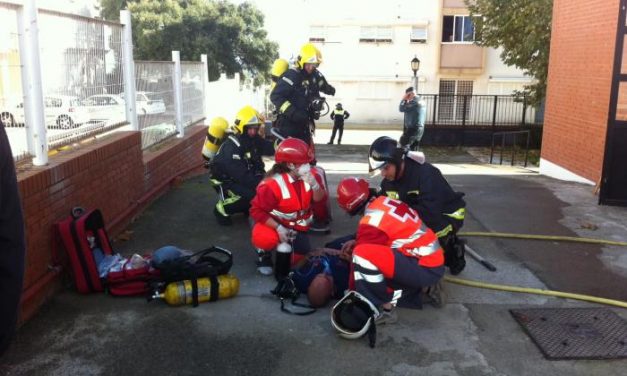 Policía, Guardia Civil, Cruz Roja, Protección Civil y bomberos realizan un simulacro de incendio