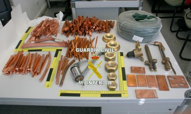 La Guardia Civil detiene a ocho personas acusadas de robar más de 1.382 kilos de cobre