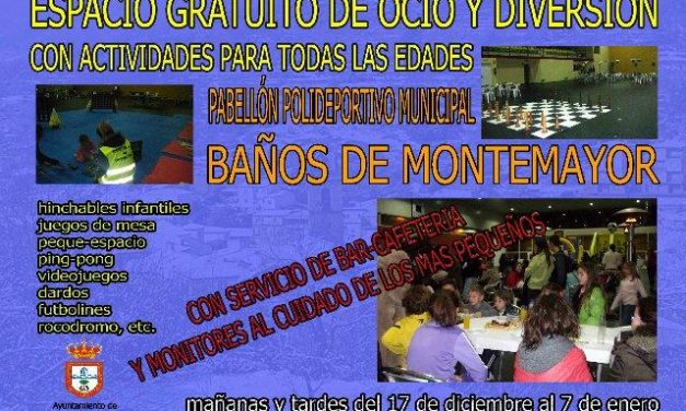 Baños de Montemayor ofrece hasta Reyes un espacio de ocio y diversión para niños en el pabellón deportivo
