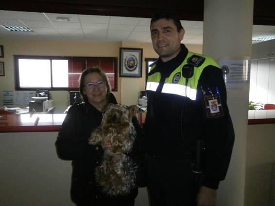 La Policía Local de Plasencia identifica a un perro extraviado hace más de un año en Casar de Cáceres