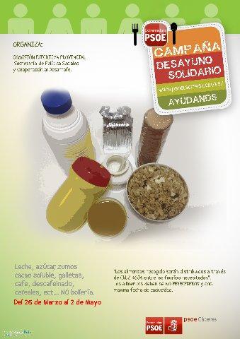 El PSOE provincial pone en marcha la campaña “Desayunos Solidarios” de recogida de alimentos