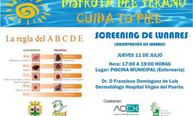 La campaña «Disfruta del Verano, cuida tu piel» organiza un screening de lunares el 11 de julio