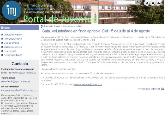 CCOO exige la retirada de una oferta de empleo de la web del Ayuntamiento de Cáceres al ser «abusiva»