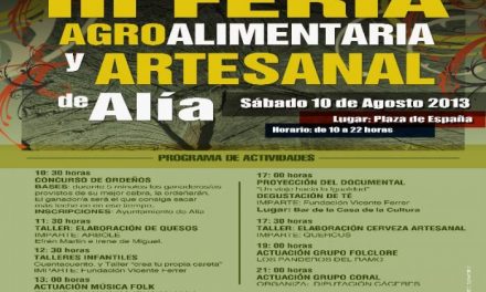 La localidad de Alía celebra su tercera feria agroalimentaria y artesanal el día 10 de agosto