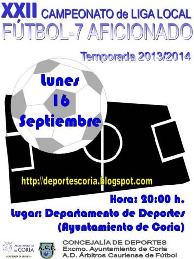 El Ayuntamiento de Coria abrirá en octubre el plazo de inscripción para el XXII Campeonato de Fútbol-7