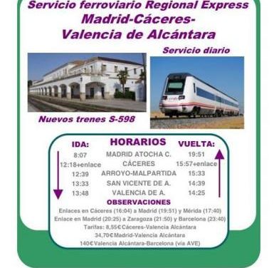 El consistorio de Valencia de Alcántara impulsa en su web el uso del tren para evitar el aislamiento de la comarca