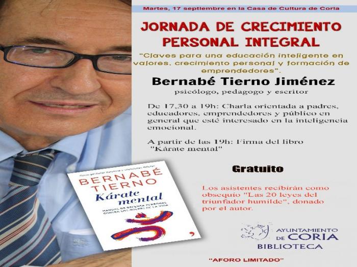 El psicólogo Bernabé Tierno ofrecerá en Coria el día 17 una charla sobre inteligencia emocional