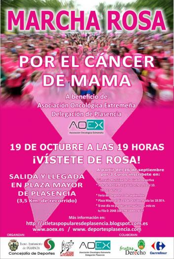 La Asociación Oncológica anima a los placentinos a participar en la Marcha Rosa contra el cáncer de mama