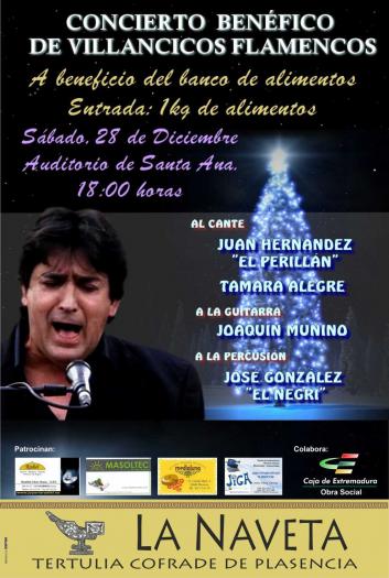 La asociación La Naveta de Plasencia recogerá alimentos con un concierto de villancicos flamencos