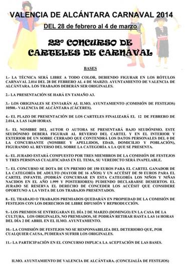 El Ayuntamiento de Valencia de Alcántara abre el plazo de presentación al Concurso de Carteles de Carnaval