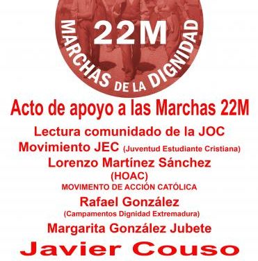 Javier Couso participará este sábado en Plasencia en un acto de apoyo a las Marchas de la Dignidad