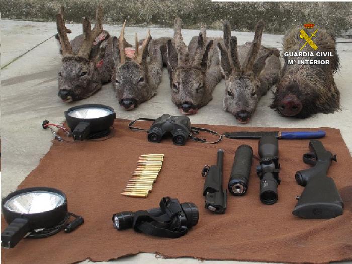 La Guardia Civil detiene en Plasencia a cinco personas por un delito de furtivismo con trofeos de corzo y jabalí