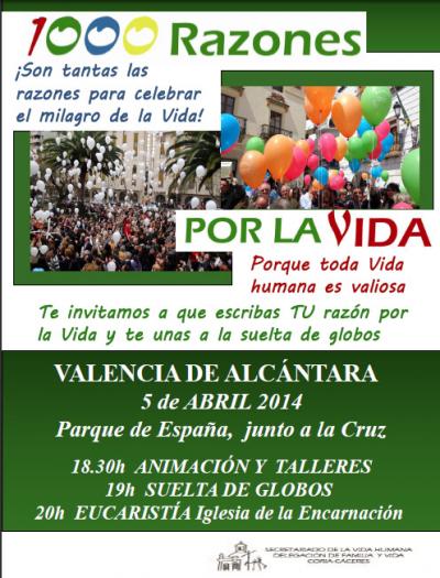Los habitantes de Valencia de Alcántara soltarán 1000 globos este sábado en el encuentro por la vida