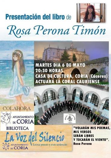 La escritora cacereña Rosa Perona Timón presenta su último poemario en la casa de cultura de  Coria