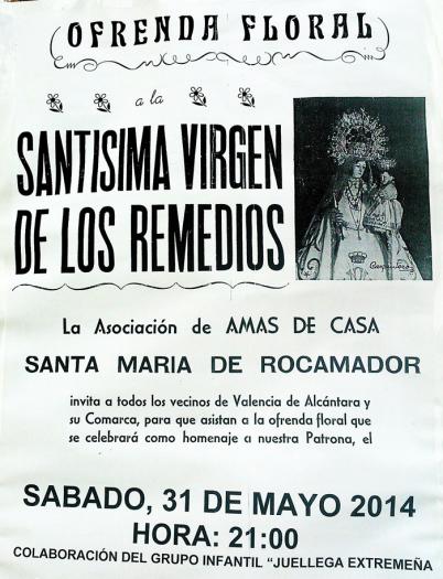 La localidad de Valencia de Alcántara celebra este sábado la ofrenda floral a la Virgen de los Remedios