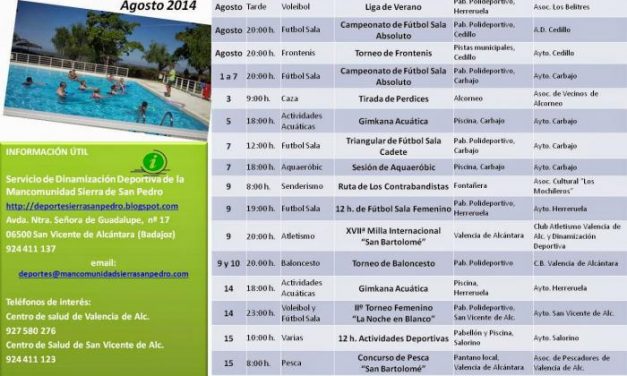 La Mancomunidad Integral Sierra de San Pedro presenta el programa de deporte para meses estivales
