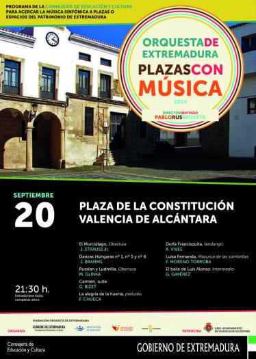 La Orquesta de Extremadura ofrece un concierto este sábado en Valencia de Alcántara