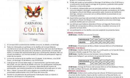 El Ayuntamiento de Coria reparte más de 3.000 euros entre los ganadores de los desfiles de Carnaval