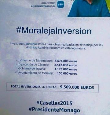 Pedro Caselles destaca la inversión de más de 9.500.000 euros para acometer obras en Moraleja