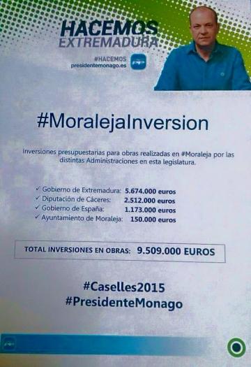 Pedro Caselles destaca la inversión de más de 9.500.000 euros para acometer obras en Moraleja