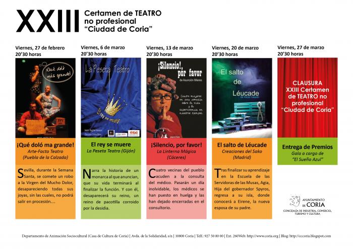 El XXIII Certamen de Teatro No Profesional trae este viernes «El Salto de Léucade» a Coria