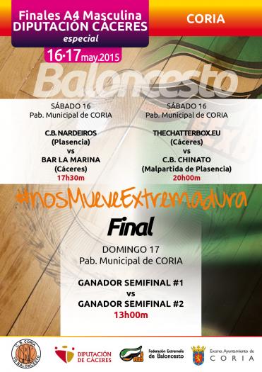 Coria acogerá  las fases finales del Trofeo Diputación de Cáceres de Baloncesto 2015 este fin de semana