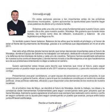 Caselles anuncia un Gobierno fuerte para defender el bienestar de los ciudadanos de Moraleja