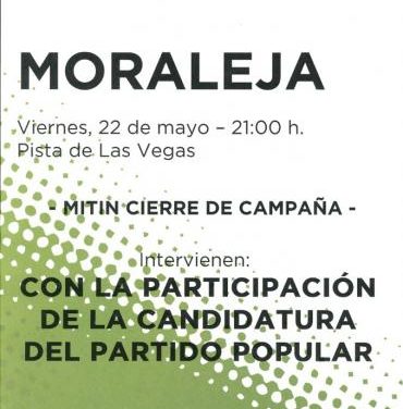 El acto de cierre de campaña del PP de Moraleja dará protagonismo a todos los integrantes de la candidatura