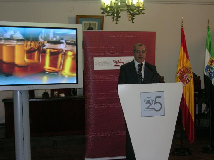 El patio del Ayuntamiento de Coria acoge la exposición del 25 aniversario de la Asamblea de Extremadura