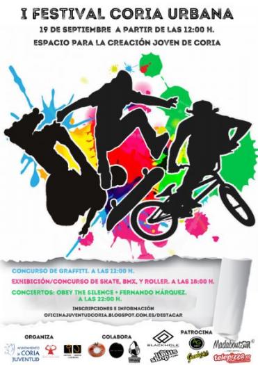 Los jóvenes de Coria podrán disfrutar este sábado del I Festival Coria Urbana con música y deporte