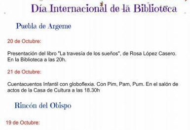 Puebla de Argeme y Rincón del Obispo celebrarán el Día Internacional de la Biblioteca con talleres y cuentacuentos