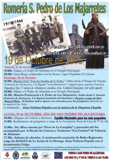 San Pedro de los Majarretes celebrará este lunes la romería en honor a San Pedro de Alcántara