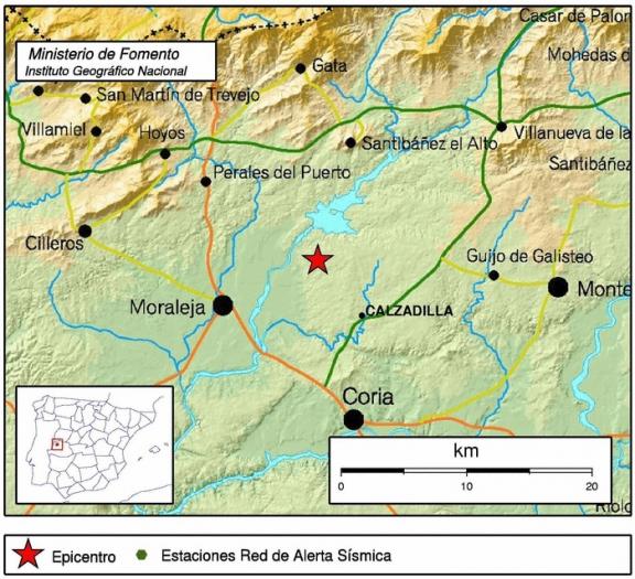 Un terremoto de magnitud 2,6 en Calzadilla se deja sentir en localidades como Moraleja y La Moheda