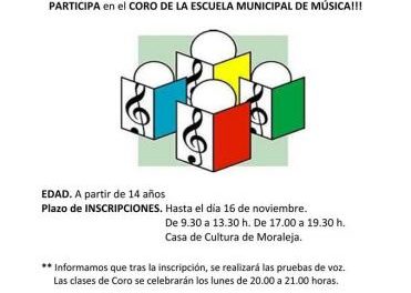 El próximo día 16 finaliza el periodo para que los más jóvenes de Moraleja se apunten al coro municipal