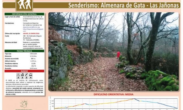 El plazo de inscripción de la ruta «Almenara de Gata-Las Jañonas» permanecerá abierto hasta este jueves